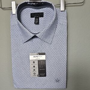Alfani Alfatech Men's Light Blue Geometric Dress Shirt NWT Large 16-16.5
